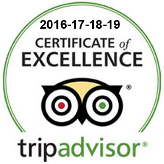 Tripadvisor Certificate of Excellence 2016 - 2017 - 2018